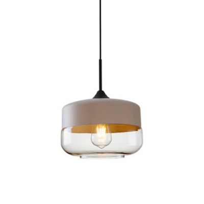 1-Bulb Glass Pendant Light Industrial Retro Style Mental Geometric Hanging Light for Dining Room