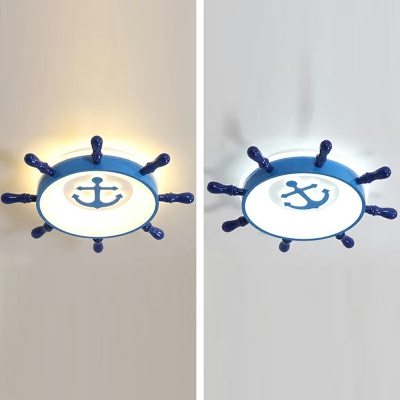 Acrylic Ship Wheel Flush Ceiling Light 2.5 Inchs Height Boys Room Flush Mount LED Light