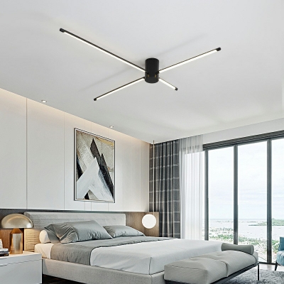 Acrylic Straight Semi Flush Light Modern Ceiling Light Fixture in Natural Light for Living Room