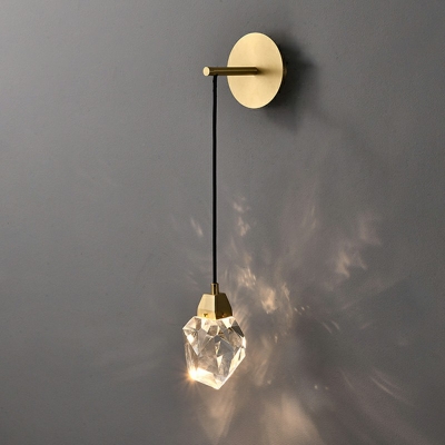 Brass 1 Bulb Crystal Gem Living Room Wall Light Postmodern Wall Sconce Lighting Fixture