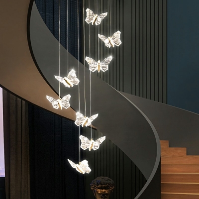 Brass Butterfly Pendant Lighting Postmodern in Natural Light Ceiling Light for Dining Hall