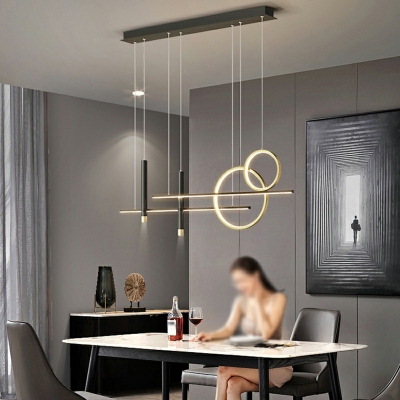 Contemporary Metal Island Lamp White Light Multi Light Hanging Ceiling Light for Dining Room