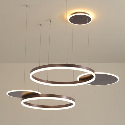 Contemporary Style Circles Sitting Room Chandelier Metal Shade LED Hanging Ceiling Light