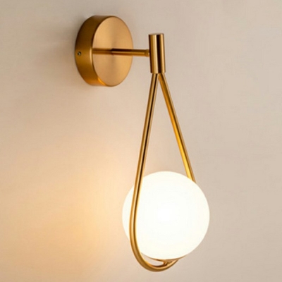 Contemporary Style Global Wall Sconce Light Single Head Wall Light Fixture in Gold/Black Finish for Bedroom