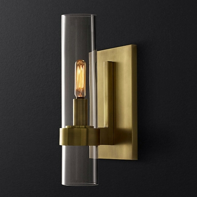 Cylinder Wall Sconce Light Modern Glass and Metal Shade Wall Light for Corridor