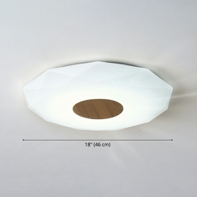 Dome Shape Flush Mount Contracted Modern Wood and Acrylic Shade Light for Study Room, 18