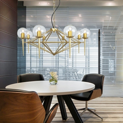 Globe Chandelier Contemporary Pendant Light with 31.5 Inchs Height Adjustable Chain in Gold