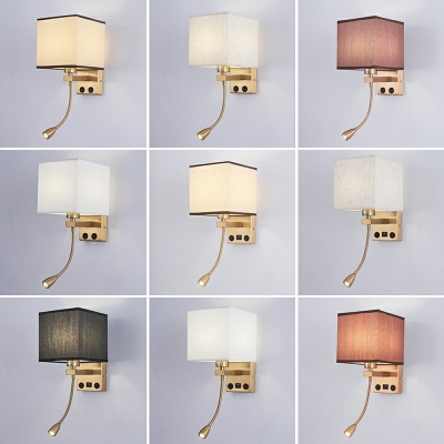 High Quality Fabric Sconce Light Contemporary 2 Head Wall Mount Lighting for Bedroom