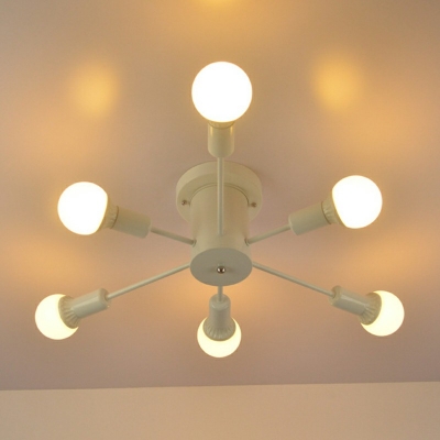 Industrial Metal Semi Flush Ceiling Light Spread Ceiling Lamp for Living Room Clothes Stores