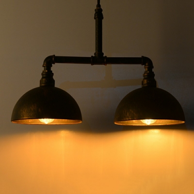 Industrial Style Iron lampshade 2 Heads Island Pendant Light Creative Water Tube Bar Shop Island Light