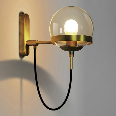 Industrial Vintage Globe Shade Wall Sconce Glass 1 Light Wall Lamp for Restaurant