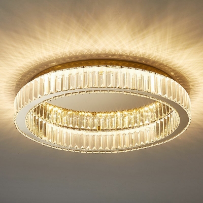 Modern Style Ring Shaped Flush Mount Light Crystal 1 Light Ceiling Light for Living Room