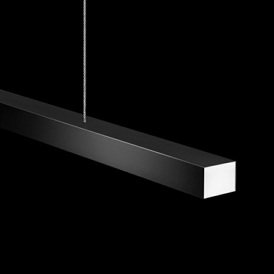 Modern Style Simple Linear Island Pendant Metal 1 Light Island Light in Black for Dinning Room