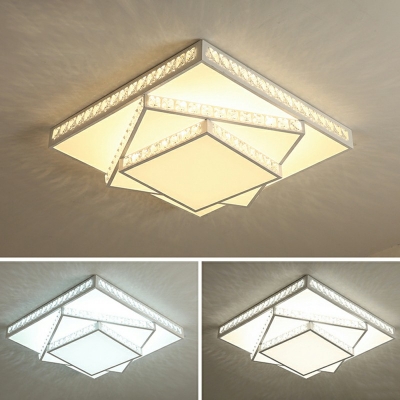 Modern Stylish Crystal LED Ceiling Lamp Acrylic LED White Flush Mount Light for Bedroom