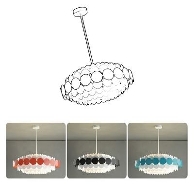 Nordic Style Colored Chandelier 6 Lights Circle Mental Pendant Light for Living Room