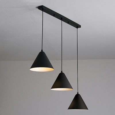 Nordic Style Macaron Conical Pendant Lamp 3 Lights Metal Hanging Light for Dining Room