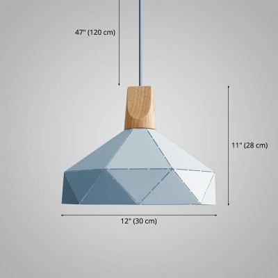 Nordic Style Macaron Hanging Light Metal Wood Handle Geometric Pendant Light for Bar