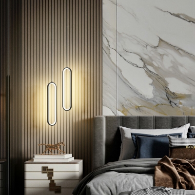 Nordic Style Oval Hanging Light Acrylic Metal LED Linear Pendant Light for Bedside