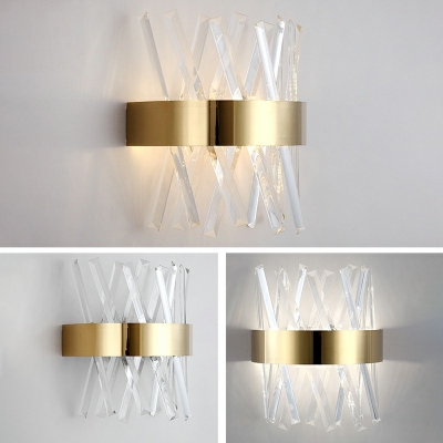 Post-Modern Gold Finish Wall Light Sconce 1 Bulb with Clear Crystal Wall Mount Lamp for Bedroom