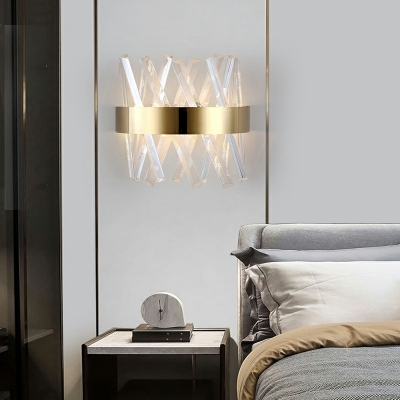 Post-Modern Gold Finish Wall Light Sconce 1 Bulb with Clear Crystal Wall Mount Lamp for Bedroom
