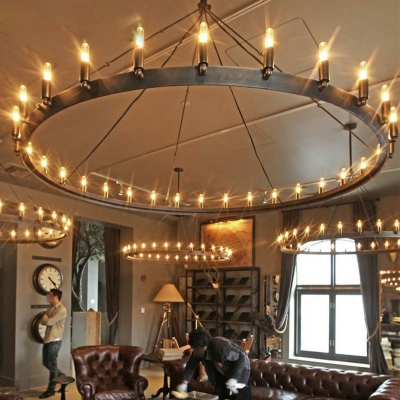 Simple American Style Chandelier 24 Head Industrial Ceiling Chandelier for Bar Hotel Cafe