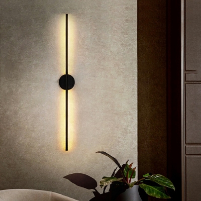 Simplicity Linear Flush Wall Sconce Metal Corridor LED Wall Mounted Lamp in Black 24