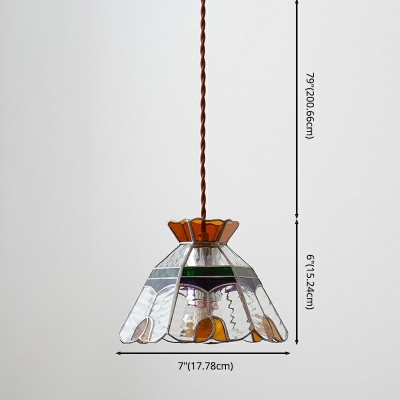 Single Light Tiffany Style Scalloped Hanging Light Glass Pendant Lamp for Coffee Shop