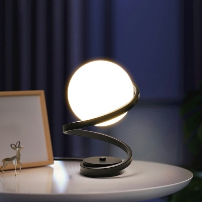 1 Light Bedroom Table Lighting Modernist Nightstand Lamp with Globe Glass Shade