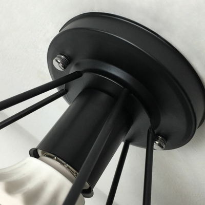 1-Light Flush Mount Ceiling Lighting Industrial-Style Wrought Iron Light Fixture in Black