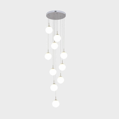 10 Light Modern Multi Light Pendant Minimalism Silver Ceiling Light Fixtures for Spiral Staircase