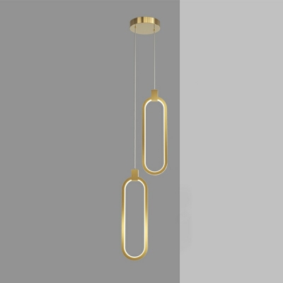 2 Light Metal Pendant Light Fixture LED Geometric Hanging Light in Gold