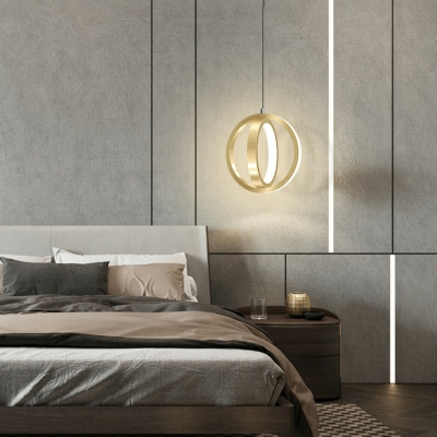 2 Lights LED Hanging Light Modern and Simple Metal Shade Acrylic Ring Pendant Light for Bedside