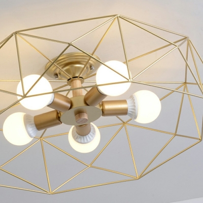 5-Light Ceiling Light Fixtures Loft Style Geometric Shape Flush Ceiling Light