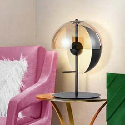 Black Three-Quarter Sphere Table Light Postmodern 1 Bulb 12