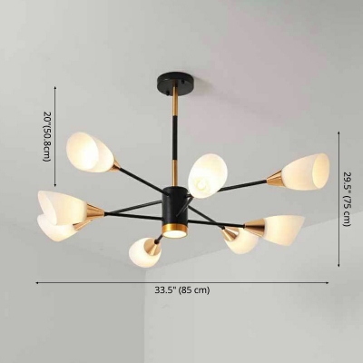 Chandelier Light Fixture 8 Lights Post-Modern Contemporary Metal Shade Indoor Hanging Lamp