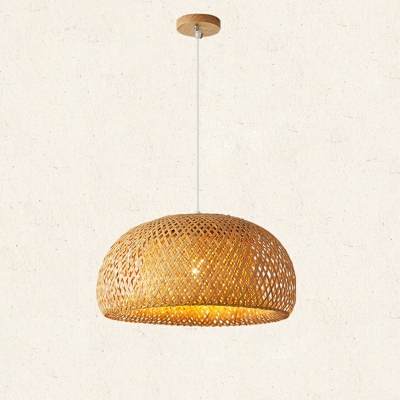 Chinese Style Bamboo Pendant Light Hallow 2 Ties Lantern Shaped Hanging Light for Dinning Room Hot-pot Restraunt