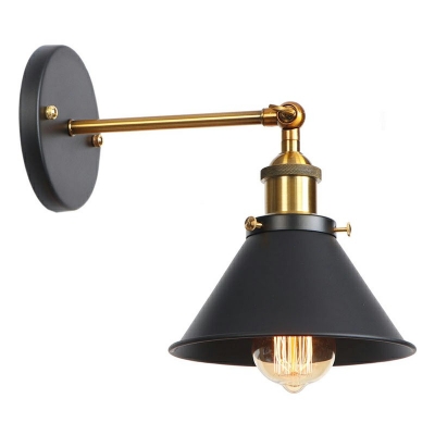 Cone Shape Kitchen Foyer Wall Light Iron 1 Light Vintage Style Plug In Sconce Light