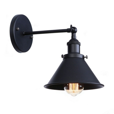 Cone Shape Kitchen Foyer Wall Light Iron 1 Light Vintage Style Plug In Sconce Light
