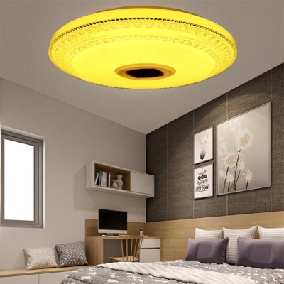 Contemporary Ceiling Light White Ellipsoidal Acrylic Shade Stepless Dimming LED Light Ceiling Mount Flush