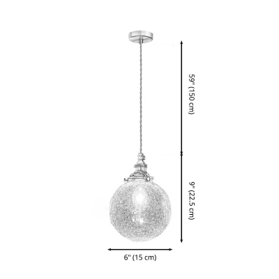 Cracked Glass LED Hanging Light Nordic Style Globe Retro Pendant Light for Bedside