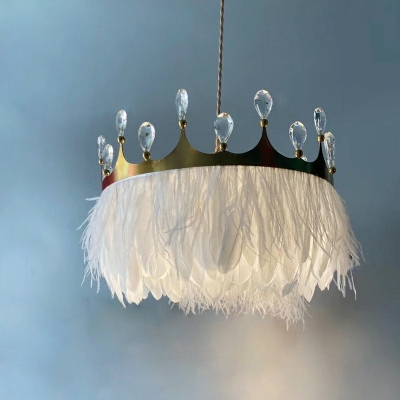 Crown Shape Pendant Light Contemporary Feather 1-Bulb Decorative Hanging Light for Children Room