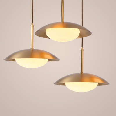 Flat Brass Industrial Pendant Light 1 Light Vintage Ceiling Lights Fixtures For Kitchen
