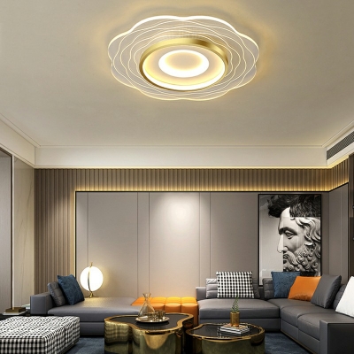 Gold LED Flower Shape Ceiling Mount Lamp Light Acrylic Suspension Ceiling Light Fixture