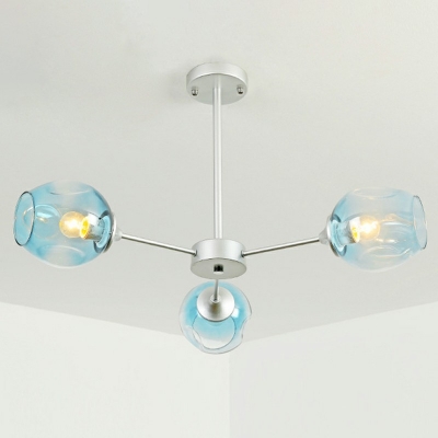 Gradient Glass Shade Multi-Lights Chandelier Metal Hanging Pendant for Living Room