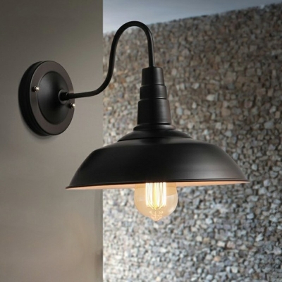 Industrial Style Barn Shade Wall Lamp Metal 1 Light Wall Light for Restaurant