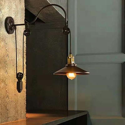 Industrial Style Cone Shade Adjustable Wall Lamp Metal 1 Light Wall Light