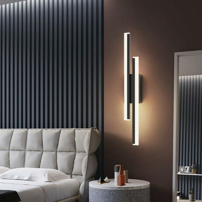 Linear Wall Light 2 Lights Contemporary Modern Iron and Acrylic Shade Wall Mount Light for Bedroom
