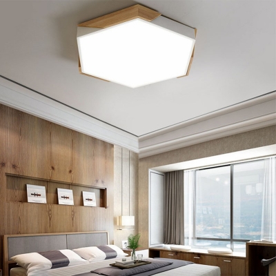 Macaron Minimalism Style Ultra-thin Hexagon Ceiling Light Acrylic LED Living Room Flush Mount Lamp