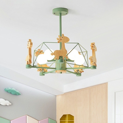 Macaron Nordic Style Metal Chandelier Lighting Green Pendant Light Fixture for Children's Room