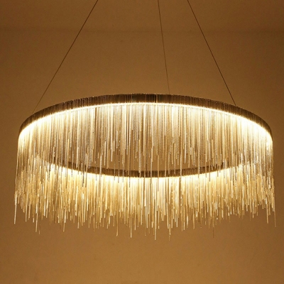Metal Cord Chandelier Lighting Art Deco Pendant Light in 3 Colors Light for Living Room